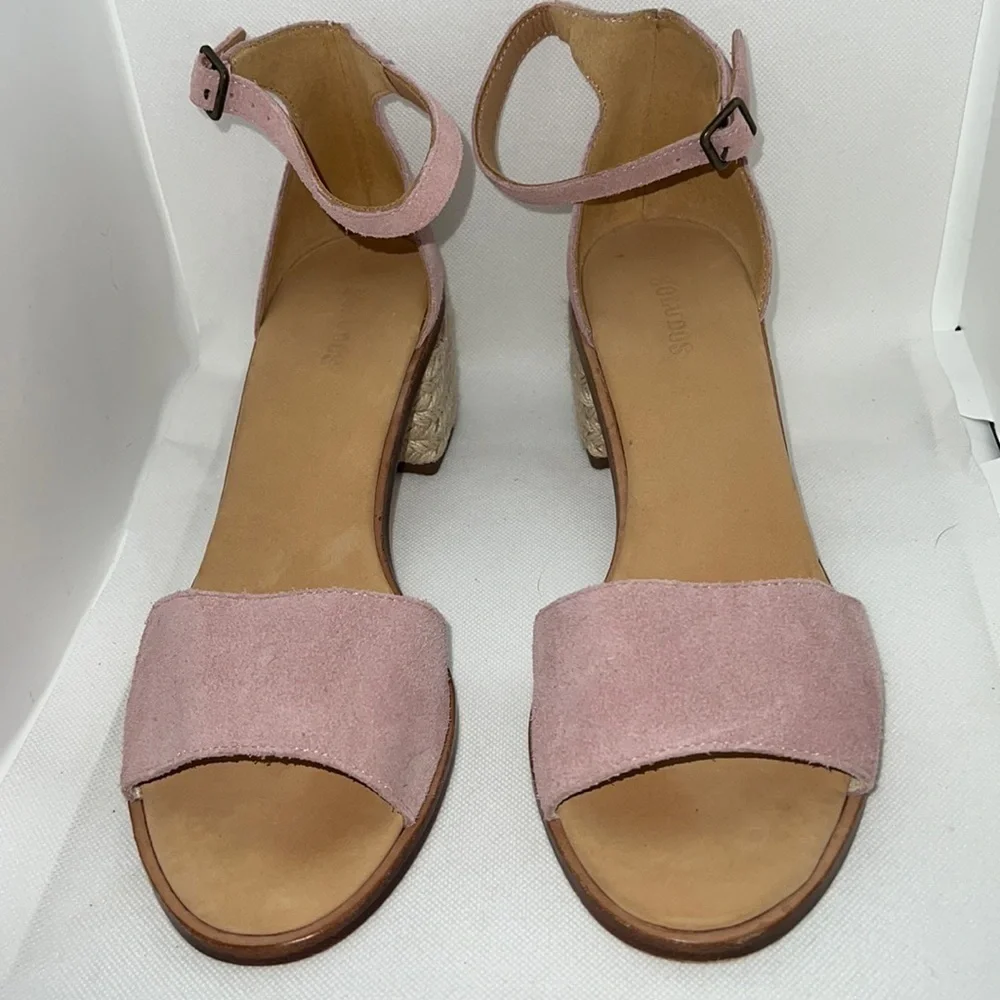 Soludos‎ Capri block heel espadrilles ankle strap blush pink suede sandals Sz 10